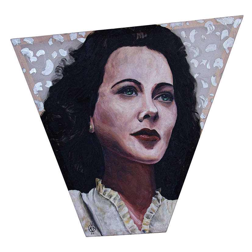Hedy Lamarr, oil on silk by Anya Vero